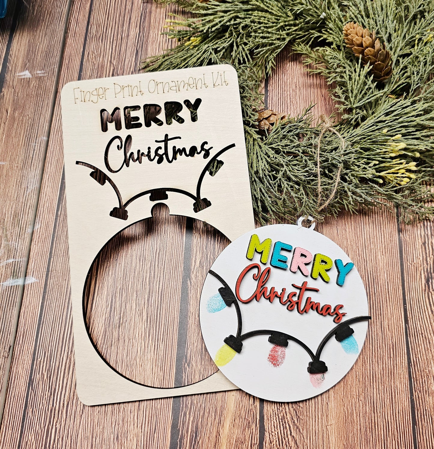 Adorno de huella dactilar navideño desplegable - Kit para pintar para niños