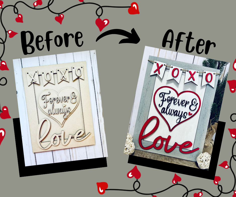 Kit de letrero "Love Always &amp; Forever" - Listo para pintar