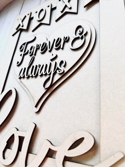 Kit de letrero "Love Always &amp; Forever" - Listo para pintar
