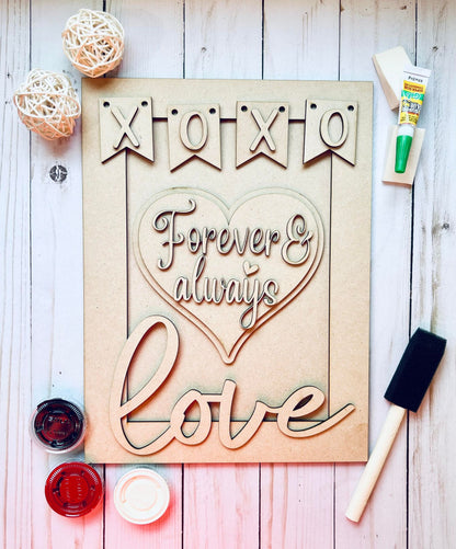 Kit de letrero "Love Always &amp; Forever" - Listo para pintar