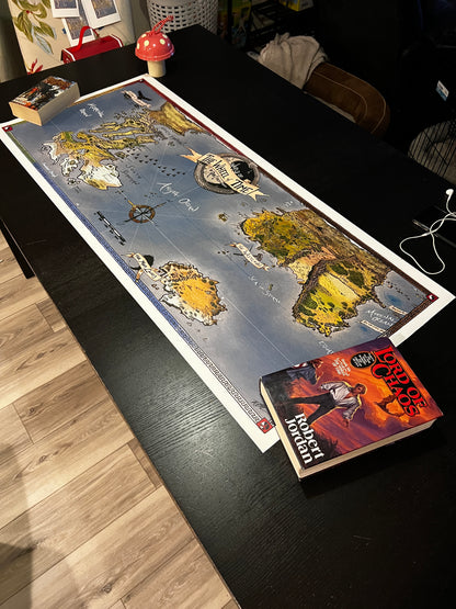 photo of hand drawn wheel of time fantasy map by Illustrator Rob Christianson.