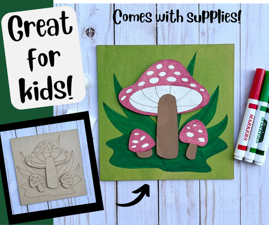 MUSHROOMS - New Creations By Kid's Ready to Paint Kit