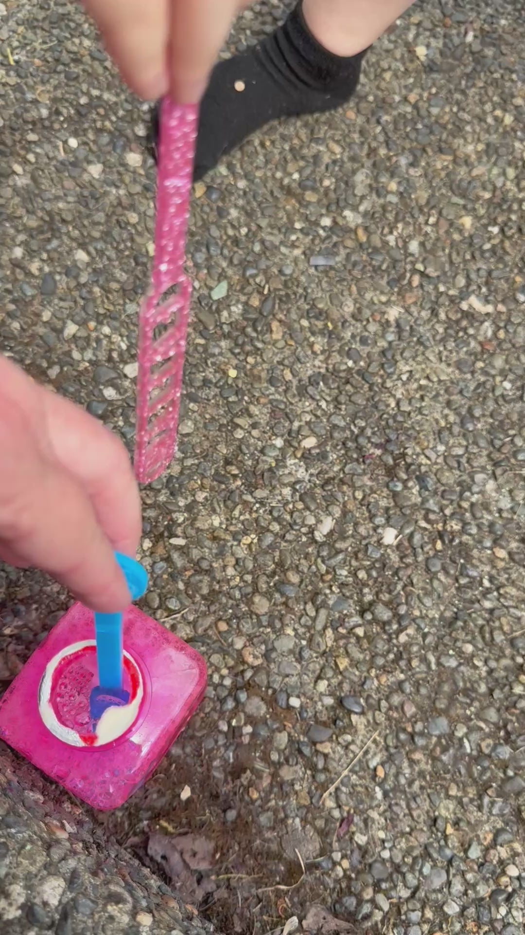 Personalized bubble wand blowing bubbles
