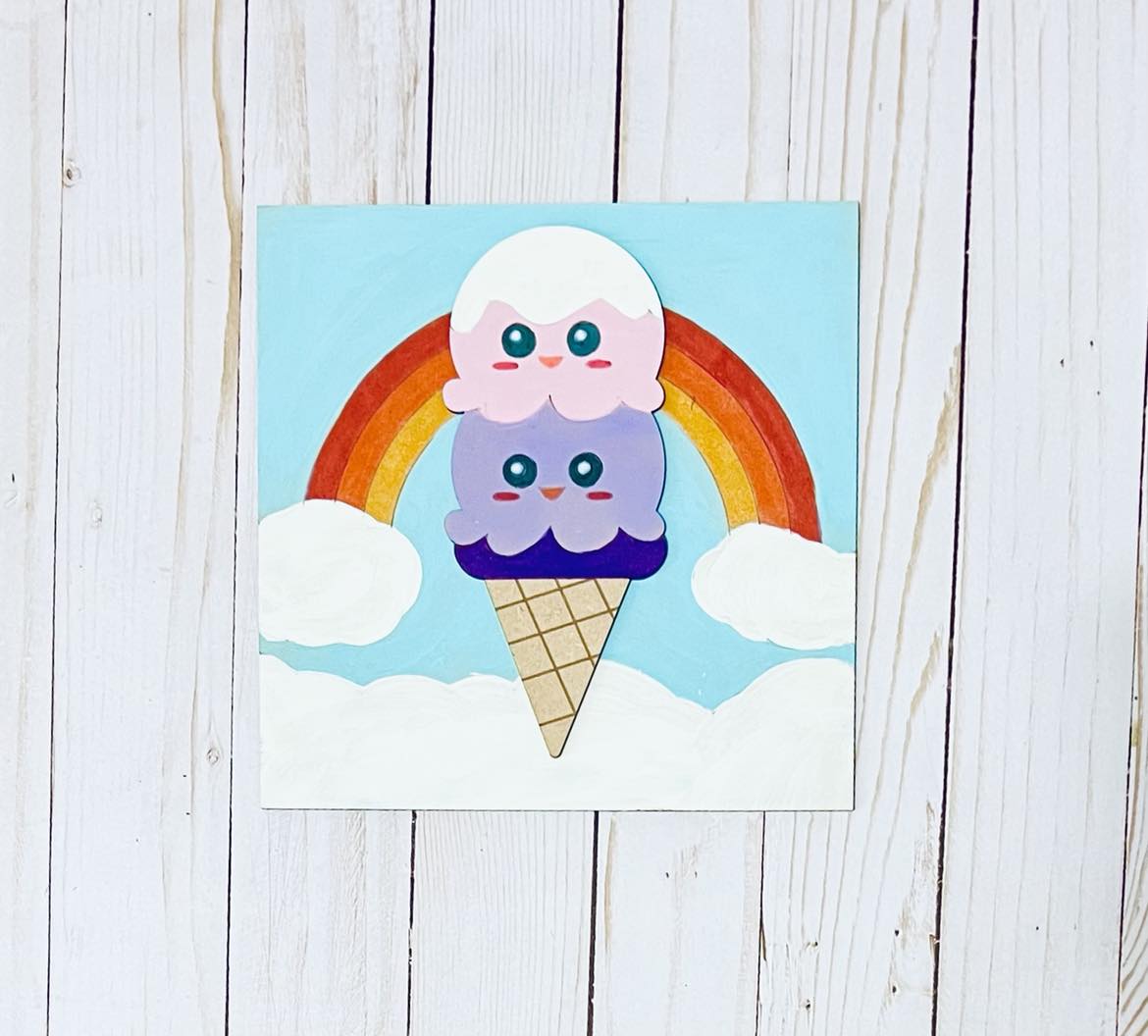 RAINBOW ICE CREAM - New Creations By Kid's Ready to Paint Kit