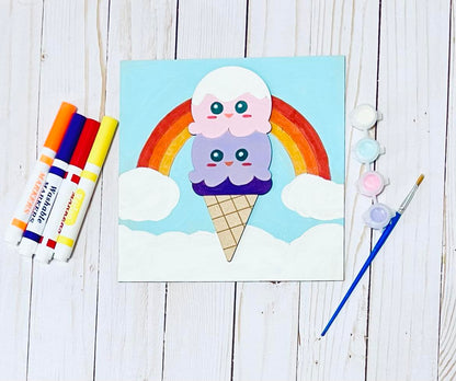 RAINBOW ICE CREAM - New Creations By Kid's Ready to Paint Kit