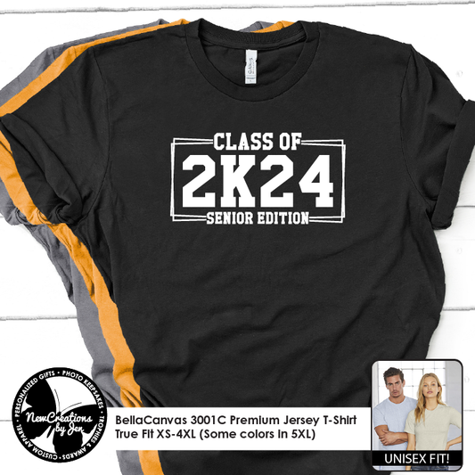 Camiseta premium unisex para estudiantes de último año de la clase de 2024