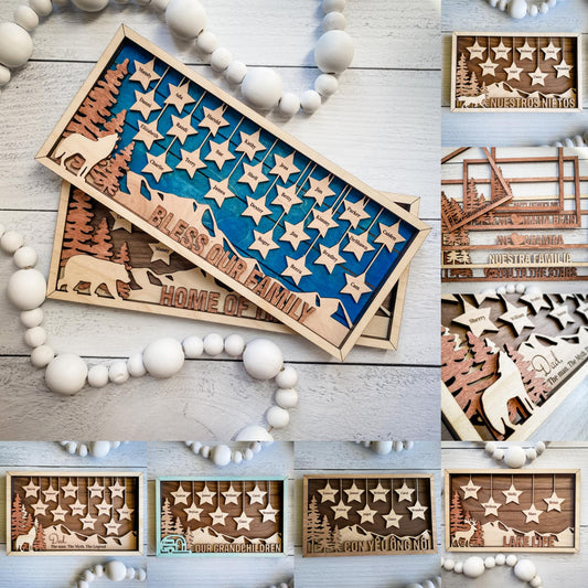 Letrero con marco de estrellas colgantes: personalizado y terminado