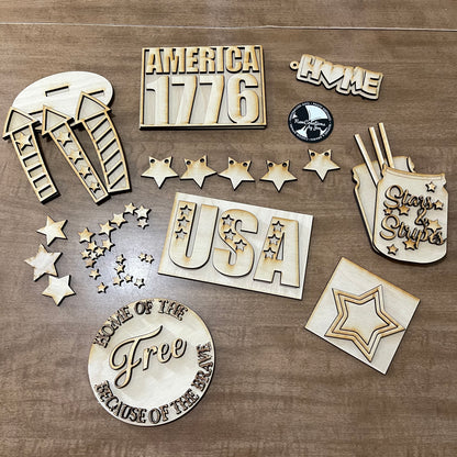 Kit de bandeja escalonada con estrellas y rayas de Estados Unidos de 1776