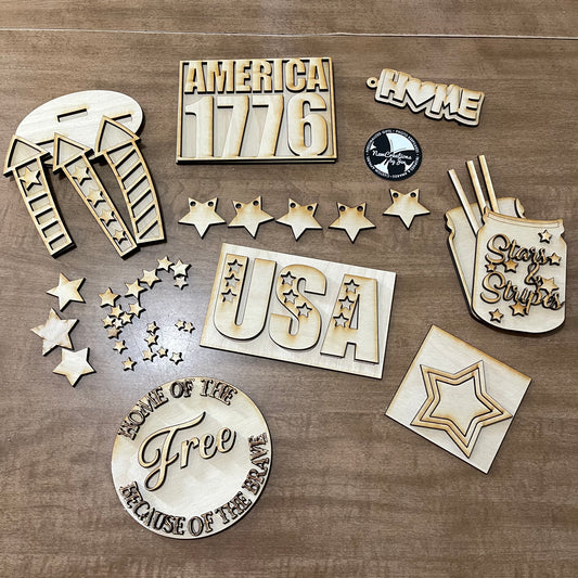 Kit de bandeja escalonada con estrellas y rayas de Estados Unidos de 1776