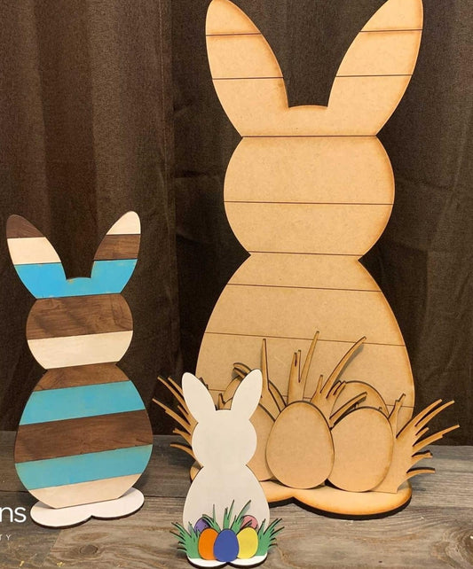 Letrero de conejito de Pascua con base - Listo para pintar