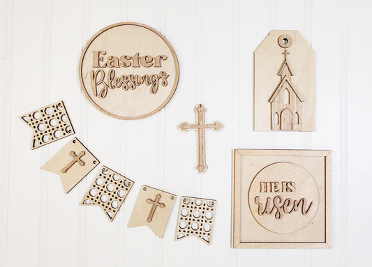 Easter Blessings He is Risen Kit - Great for Tiered Trays - Ready to Paint Kit