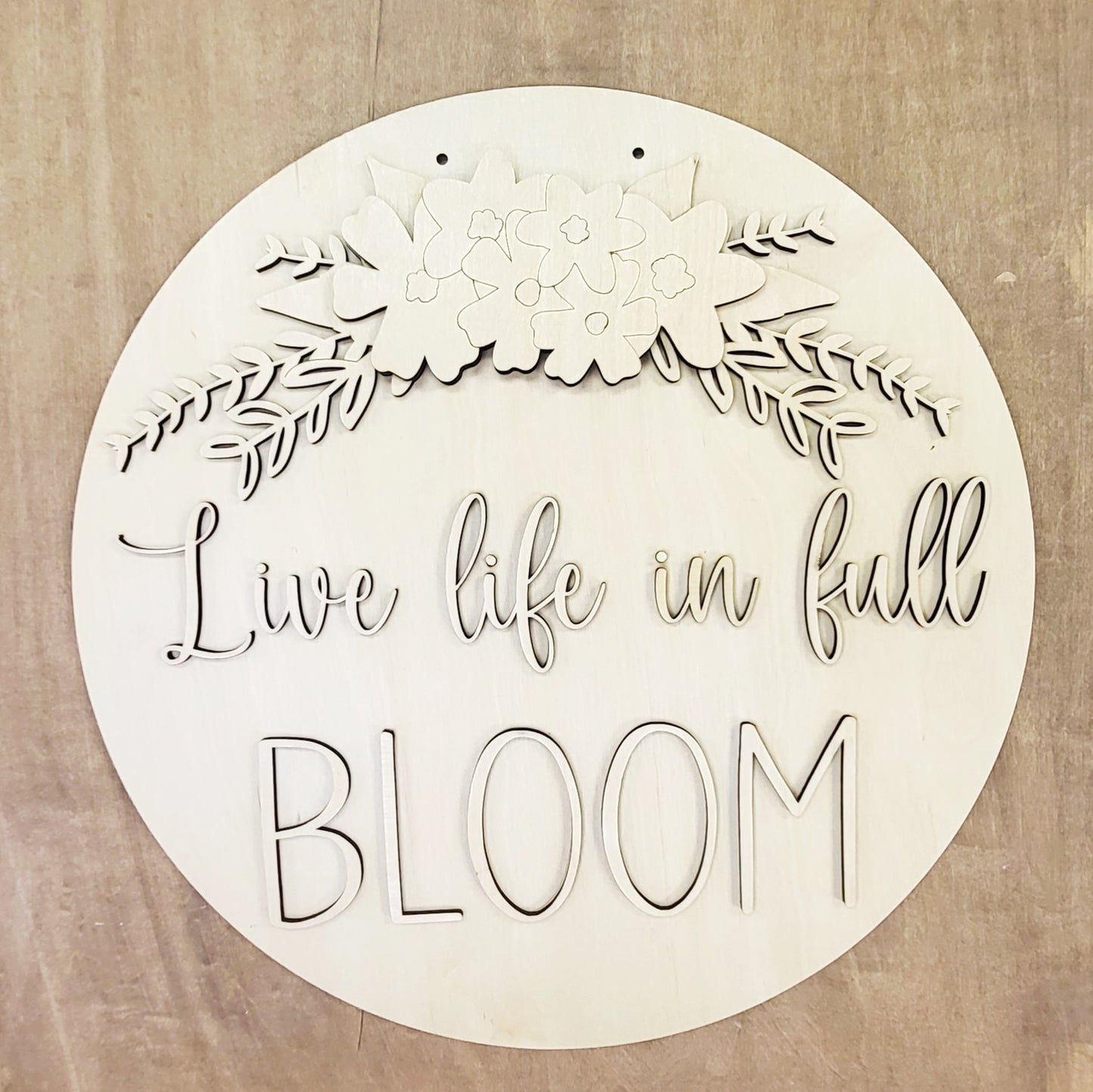 Kit de colgador de puerta "Vive la vida en plena floración" - Redondo - Varios tamaños