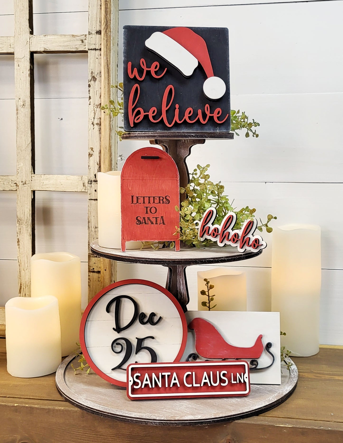 Bandeja escalonada "Santa - We Believe" - ​​Kit listo para pintar