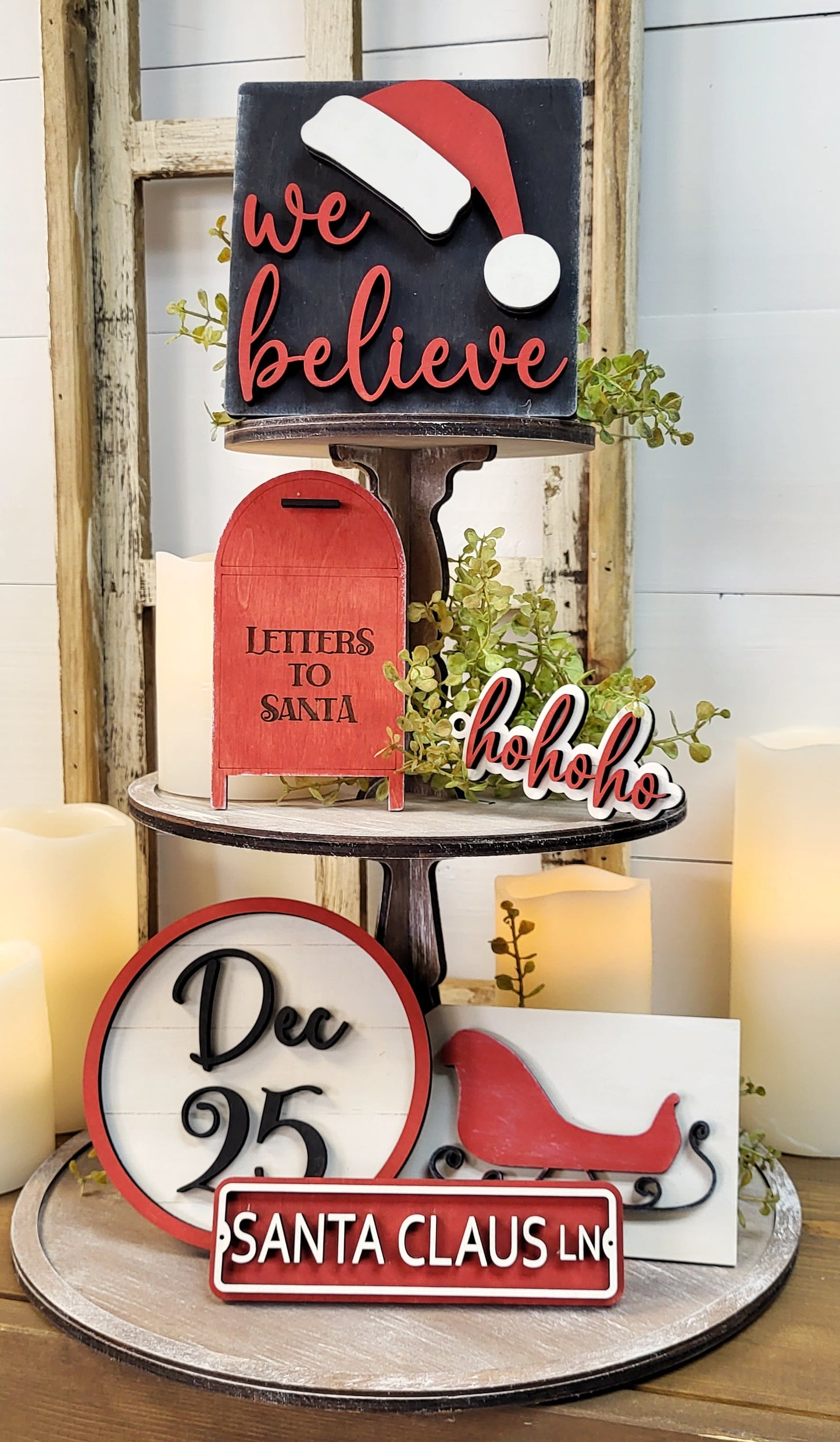 Bandeja escalonada "Santa - We Believe" - ​​Kit listo para pintar