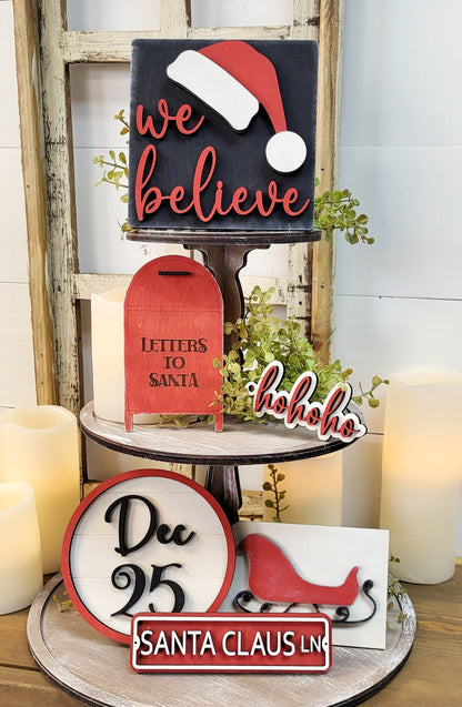Bandeja escalonada "Santa - We Believe" - ​​Kit listo para pintar