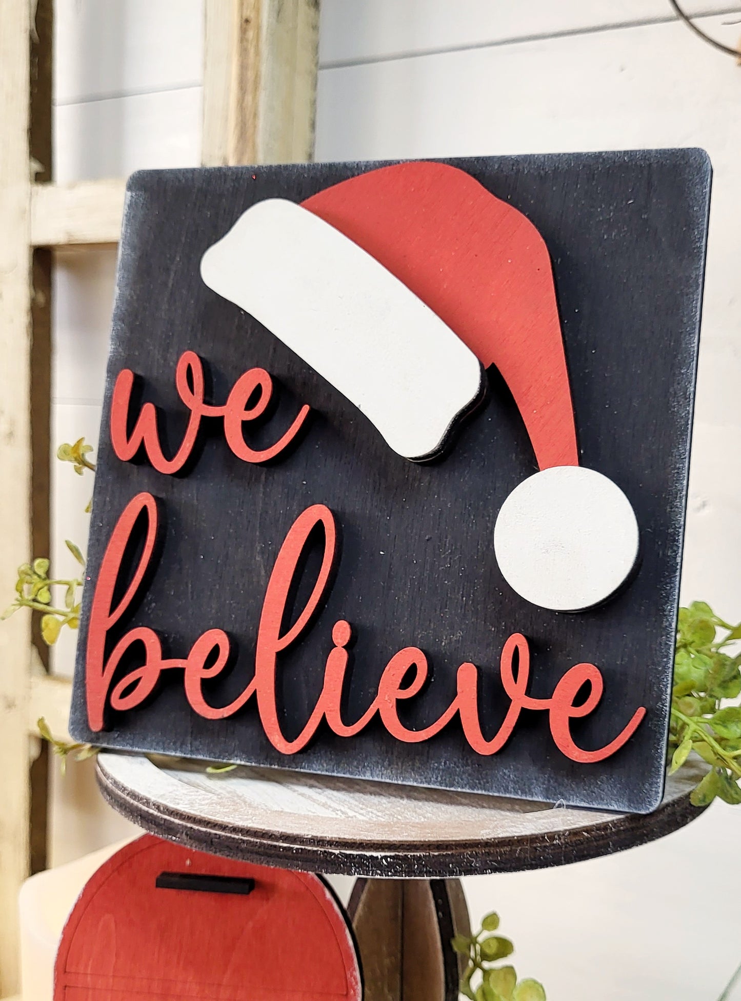 Bandeja escalonada "Santa - We Believe" - ​​Kit listo para pintar