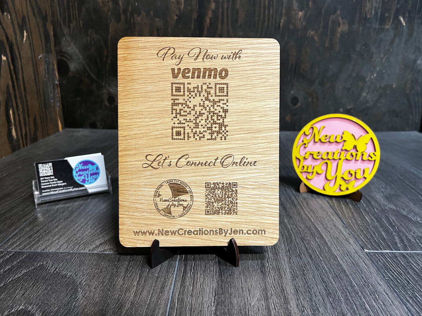 QR Code Business Sign - Wood or Acrylic
