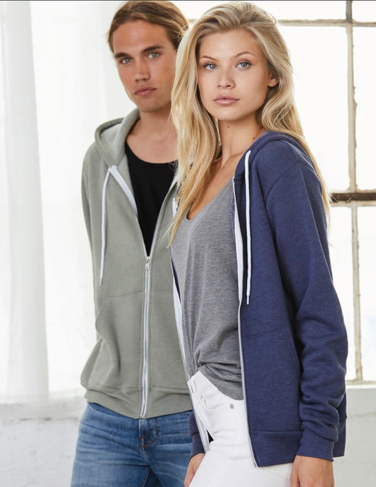 Sudadera unisex con capucha y cremallera completa de forro polar esponjoso - 3739 - HEATHERS