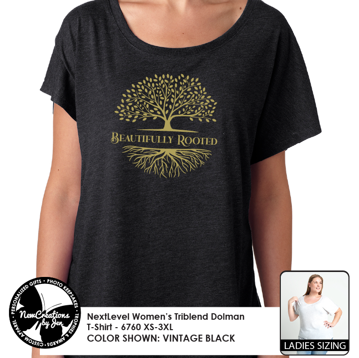 Camiseta Dolman Triblend para mujer con raíces hermosas