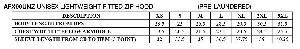 Unisex Lightweight Fitted Zip-Up Hooded Sweatshirt AFX90UNZ
