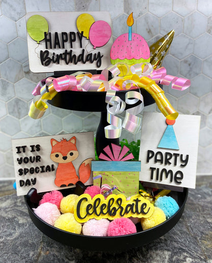 Kit de bandeja escalonada para celebrar cumpleaños