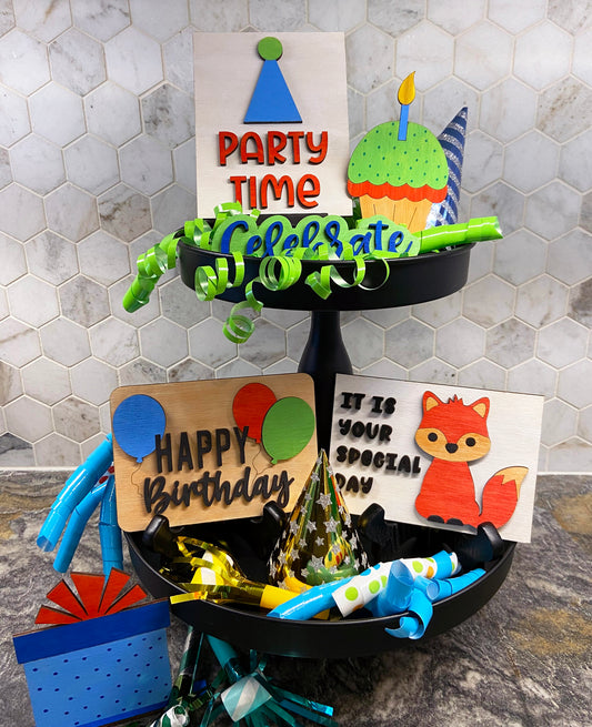 Kit de bandeja escalonada para celebrar cumpleaños