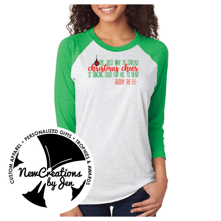 Camiseta unisex de béisbol/raglán "Difunde alegría navideña"