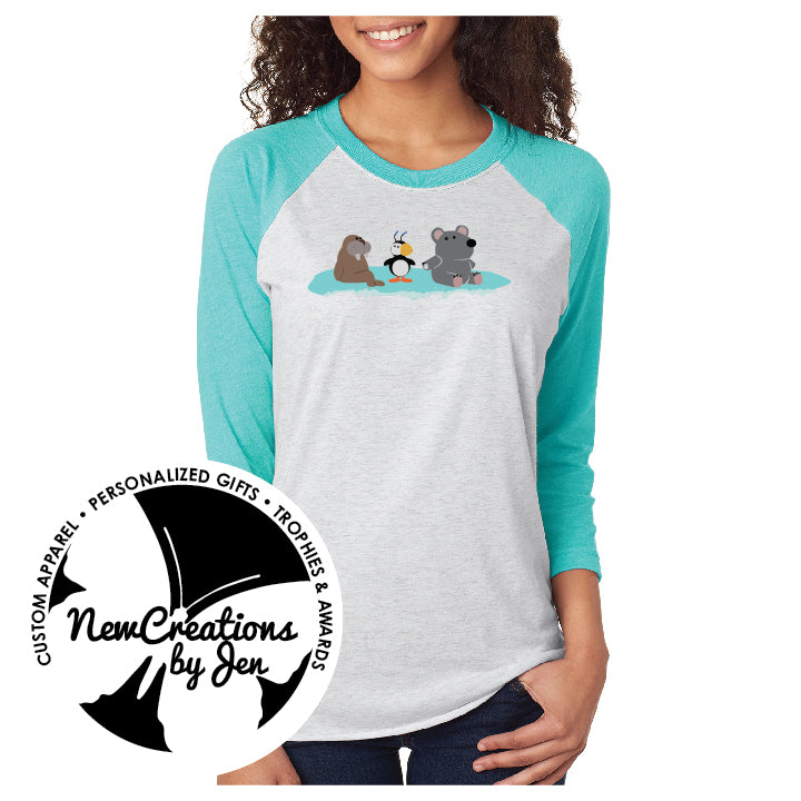 Camiseta unisex de béisbol/raglán "Buddy's Ice Friends"