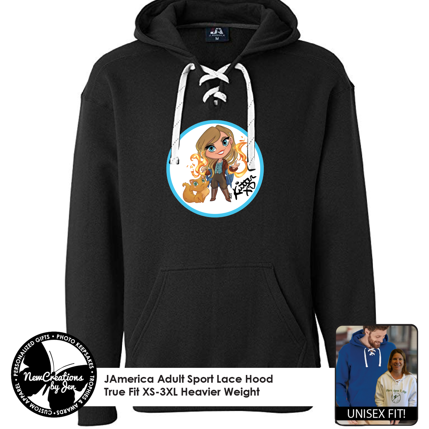 Sudadera deportiva con capucha y encaje Kritter XD Premium - JAmerica