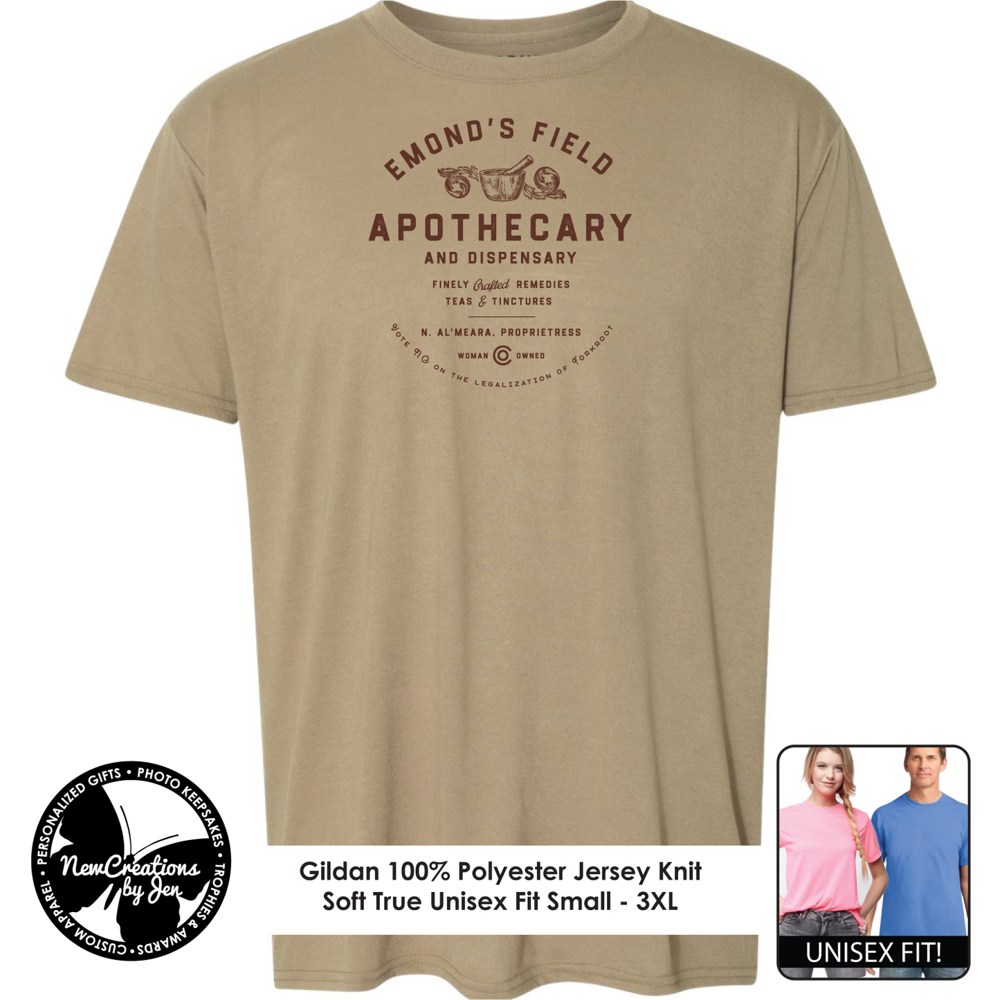 Camisetas ligeras de recuerdo inspiradas en La Rueda del Tiempo de Emond's Field Apothecary