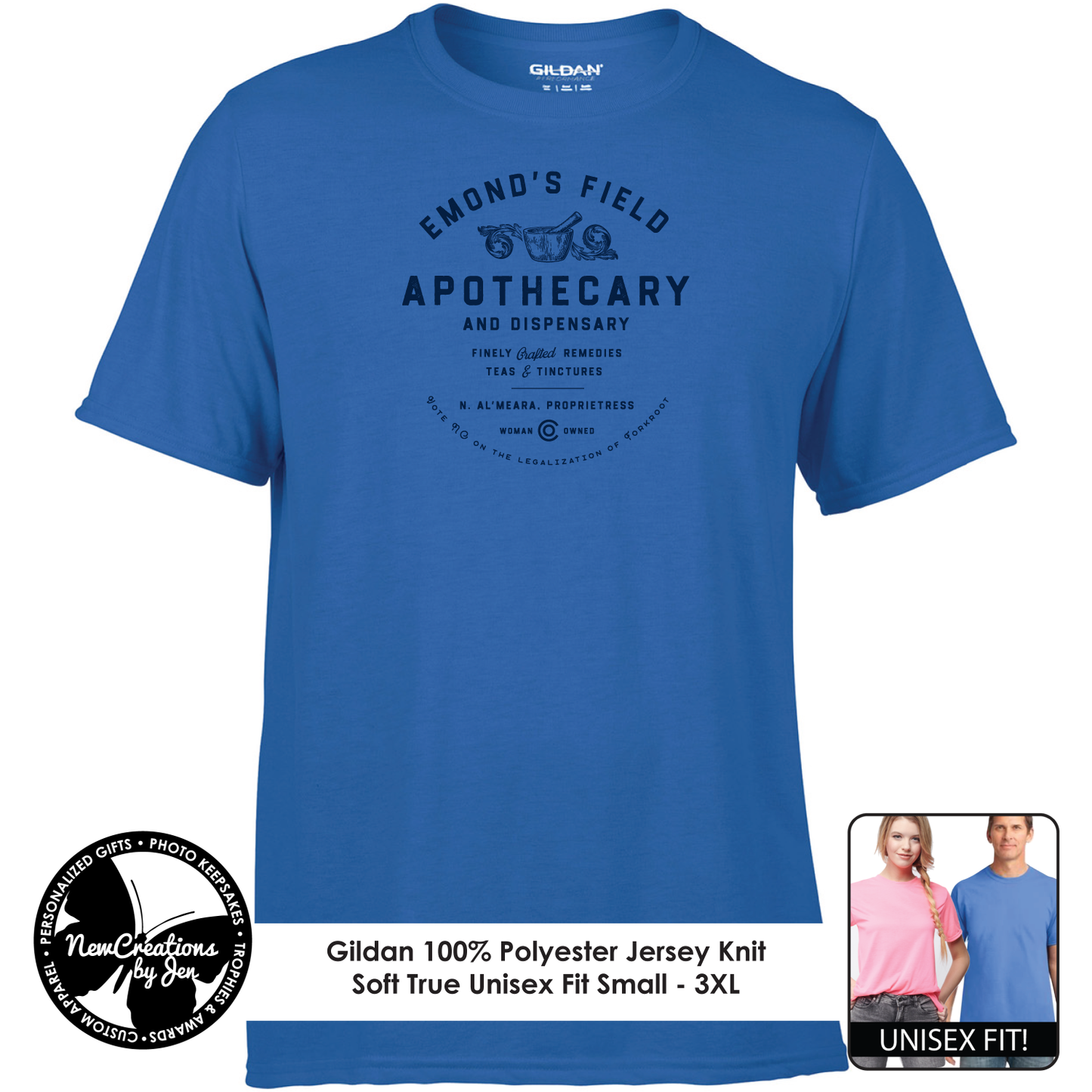 Camisetas ligeras de recuerdo inspiradas en La Rueda del Tiempo de Emond's Field Apothecary