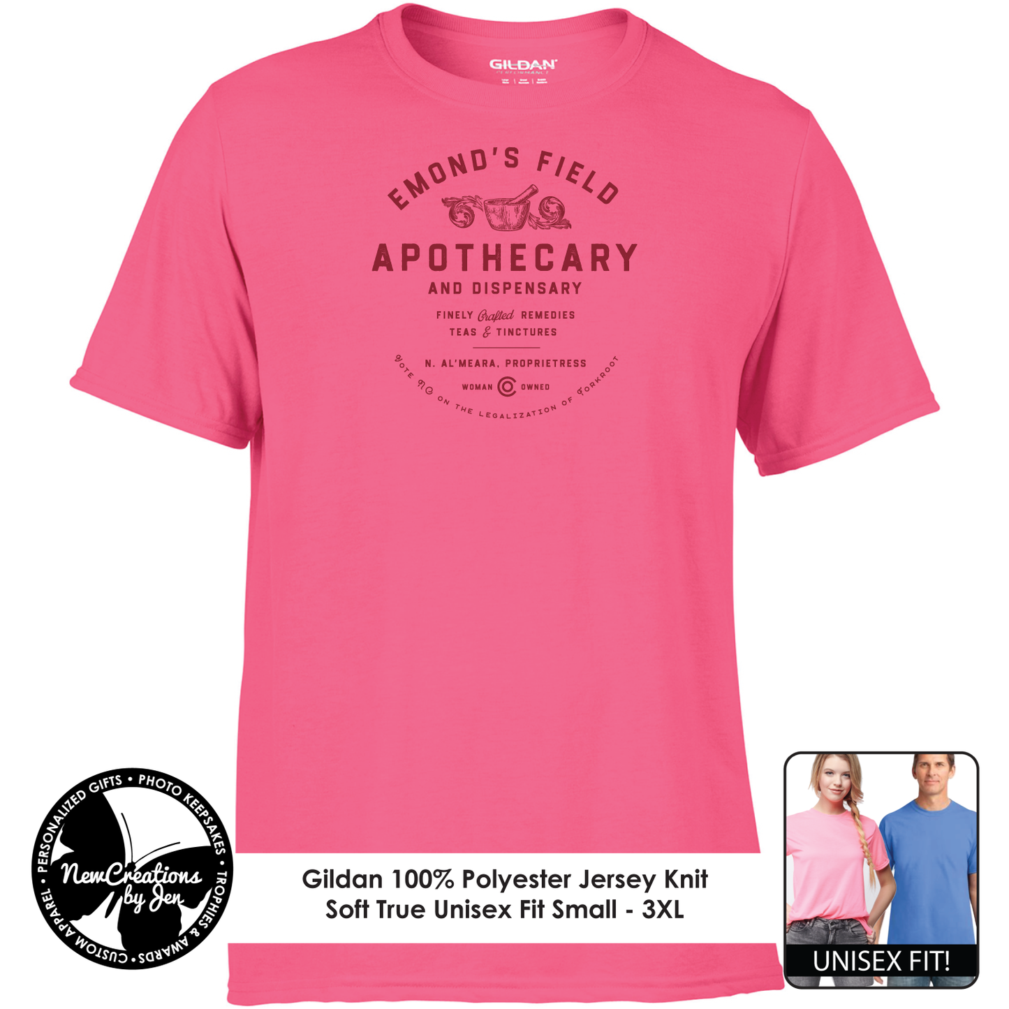 Camisetas ligeras de recuerdo inspiradas en La Rueda del Tiempo de Emond's Field Apothecary