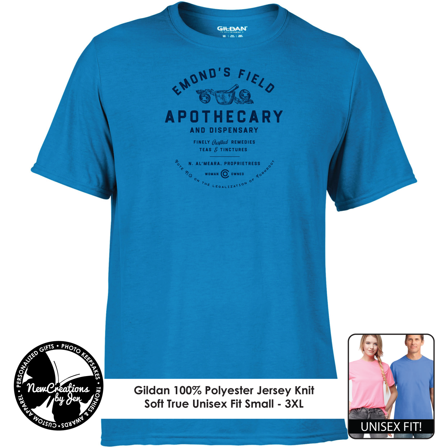 Camisetas ligeras de recuerdo inspiradas en La Rueda del Tiempo de Emond's Field Apothecary