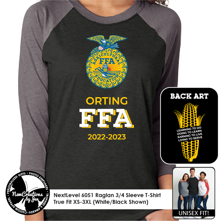 FFA Unisex 3/4 Sleeve Raglan T-Shirt