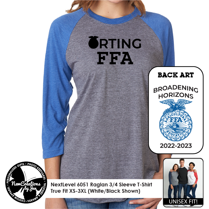 FFA Unisex 3/4 Sleeve Raglan T-Shirt