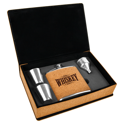 Laserable Leatherette Flask Gift Set
