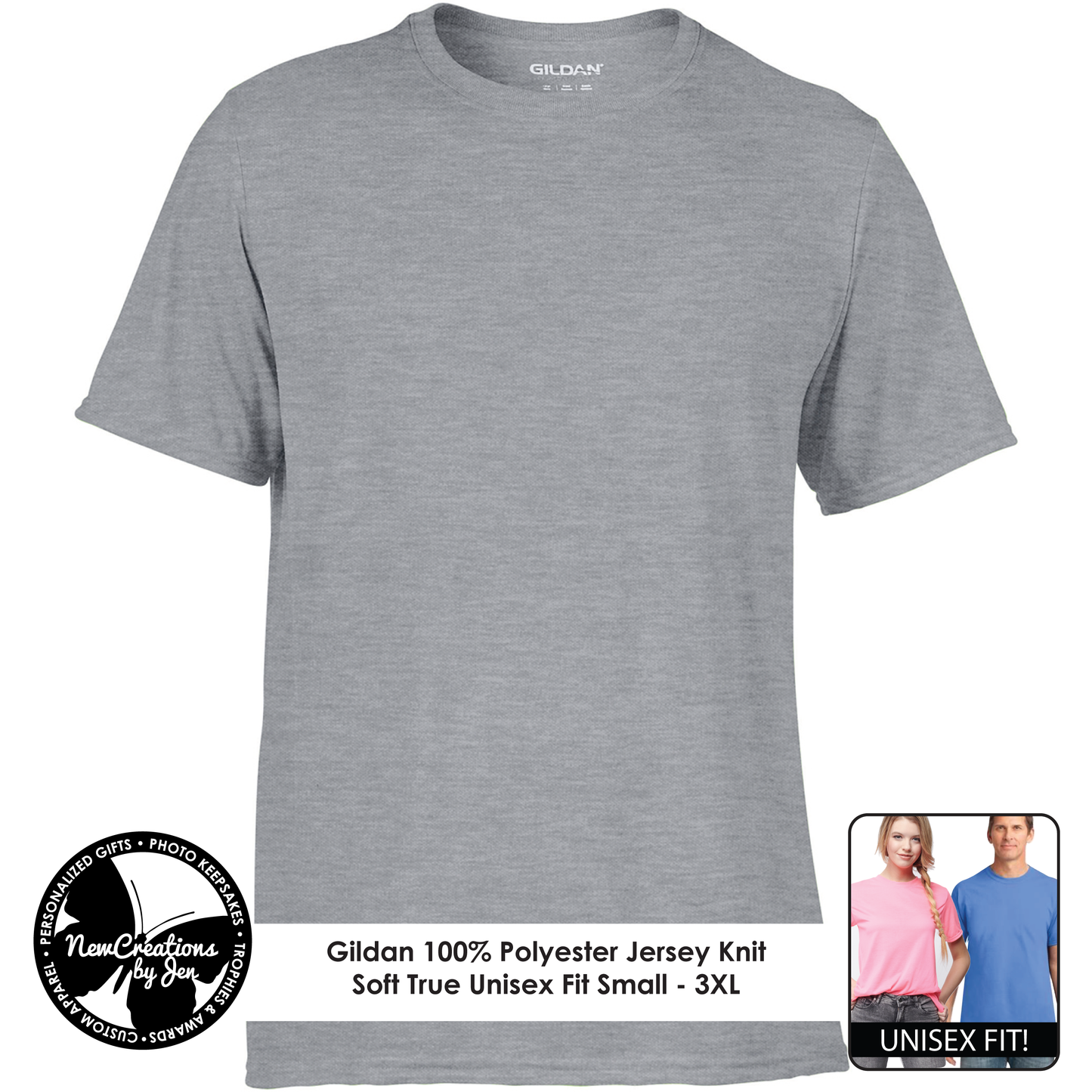 Camiseta unisex ligera de poliéster suave - Gildan G420 ¡con impresión por sublimación!