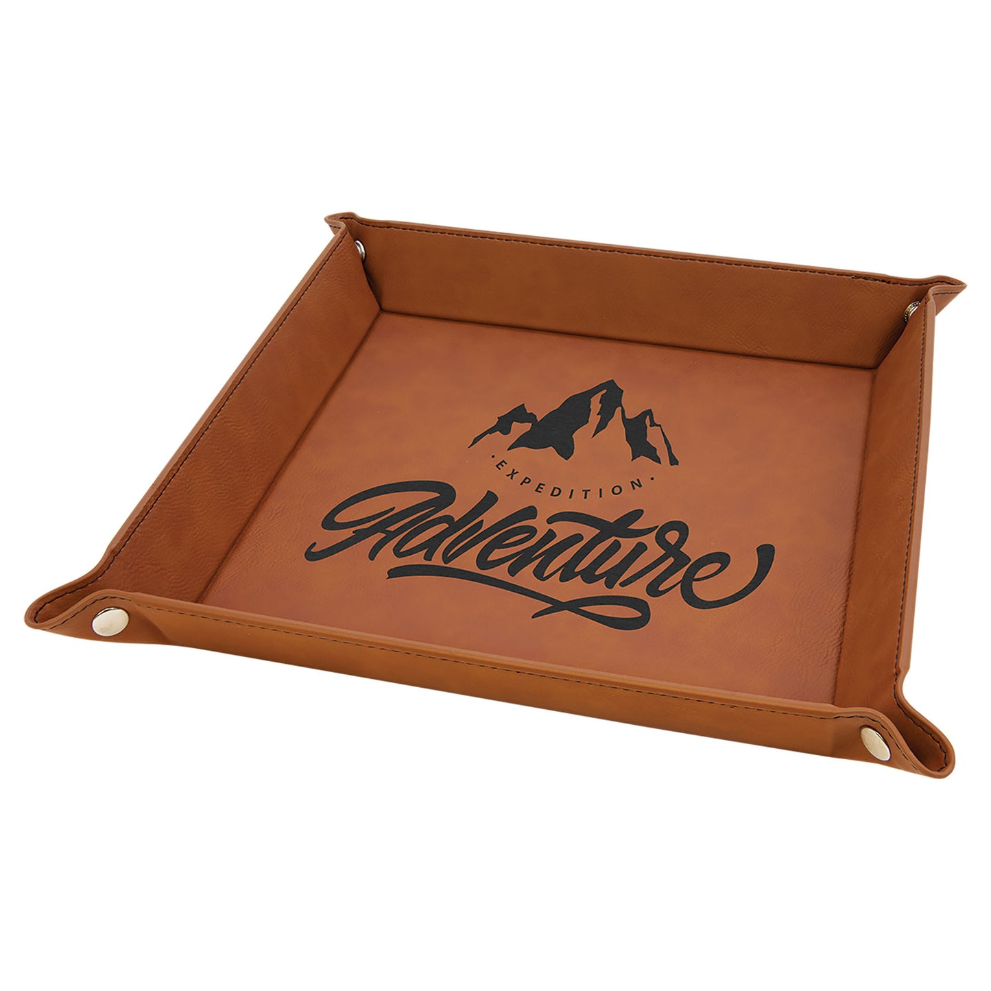 Bandeja de cuero sintético grabable a presión de 9" x 9"