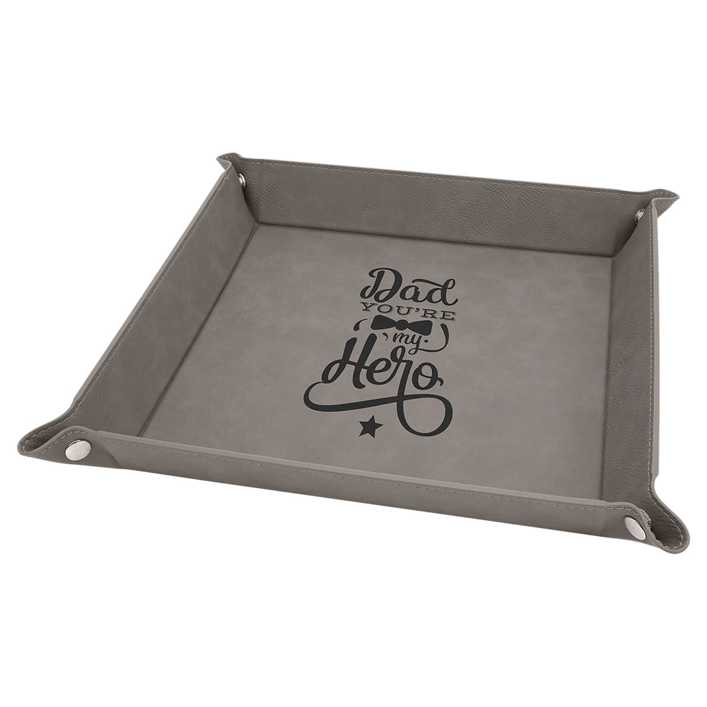 Bandeja de cuero sintético grabable a presión de 9" x 9"