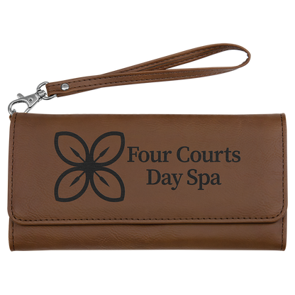 Personalized Leatherette Wallet with Strap - 7 1/2" x 4"