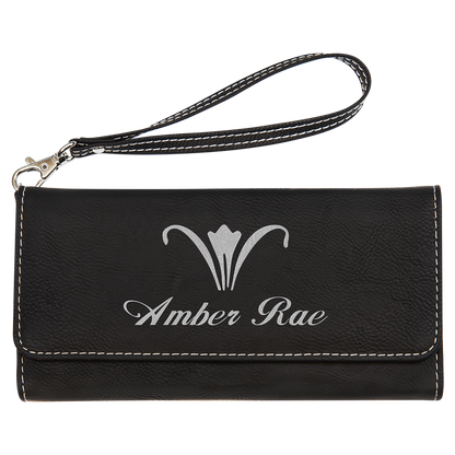 Personalized Leatherette Wallet with Strap - 7 1/2" x 4"
