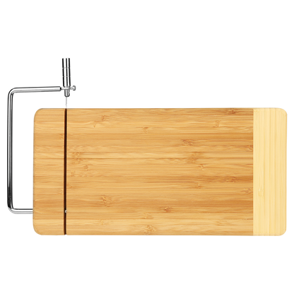 Tabla de cortar rectangular de bambú con cortador de queso de metal