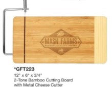 Tabla de cortar rectangular de bambú con cortador de queso de metal