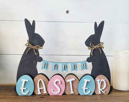 Happy Easter Hello Spring Reversible Tabletop Sign Kit - Ready to Paint