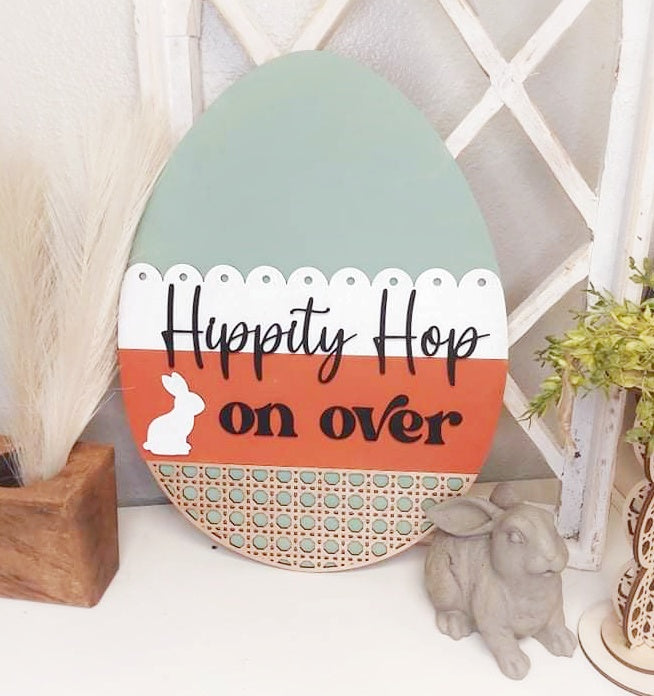 Hippity-Hop On Over Door Hanger Kit - Egg Shape - Various Sizes