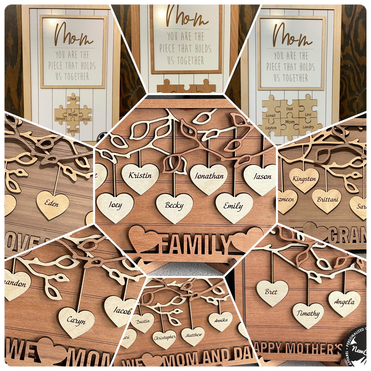 Letrero con marco de corazones colgantes: personalizado y terminado