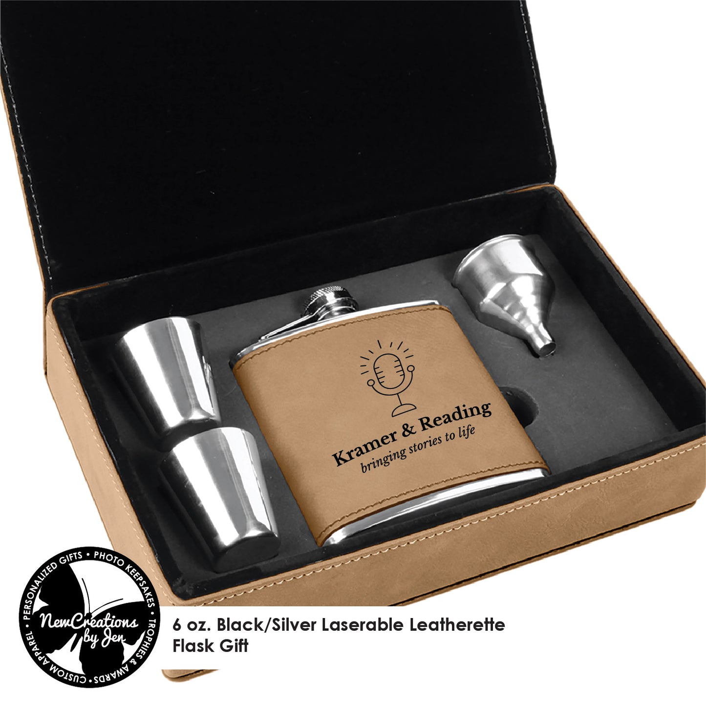 K&R Laserable Leatherette Flask Gift Set