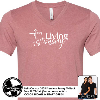 Living Testimony - Unisex Premium V-Neck T-Shirt 3005