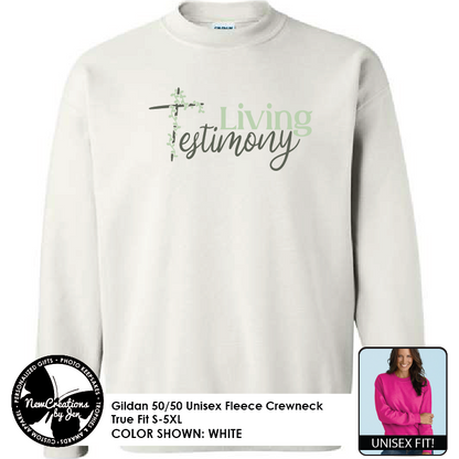 Living Testimony - Gildan Crewneck Sweatshirt G180 - Full Color