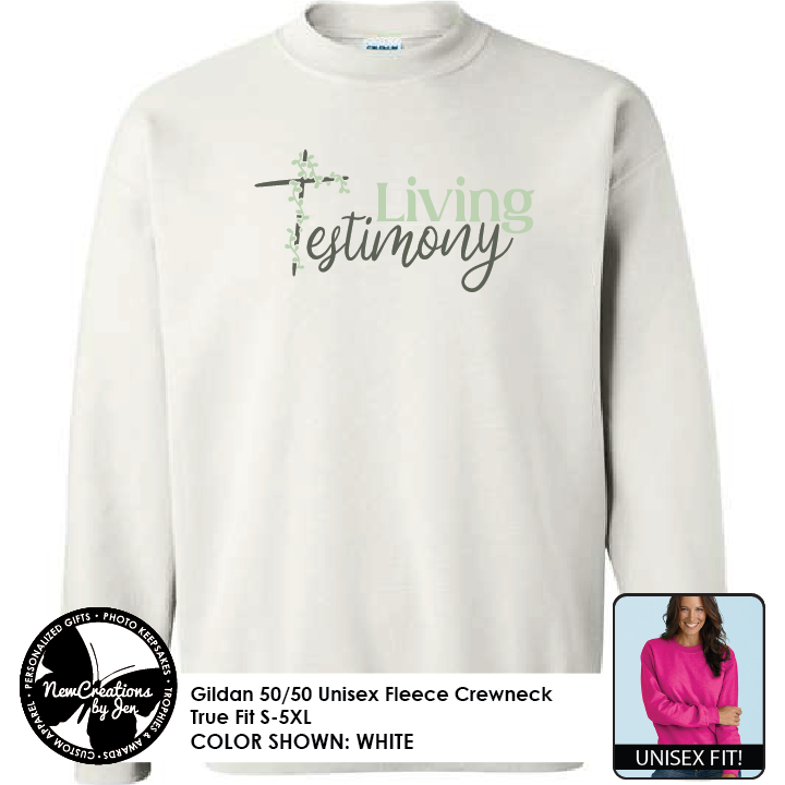 Living Testimony - Gildan Crewneck Sweatshirt G180 - Full Color
